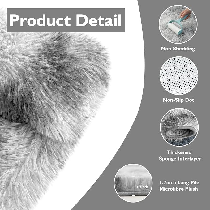 Tie-Dyed Fluffy Round Rug, Soft Area Rugs - Image 3