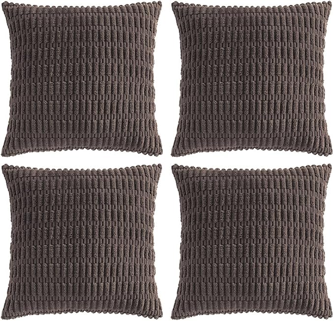 Fancy Homi 4 Packs Boho Dark Brown Decorative Throw Pillow Covers 24x24 Inch by Fancy+Homi