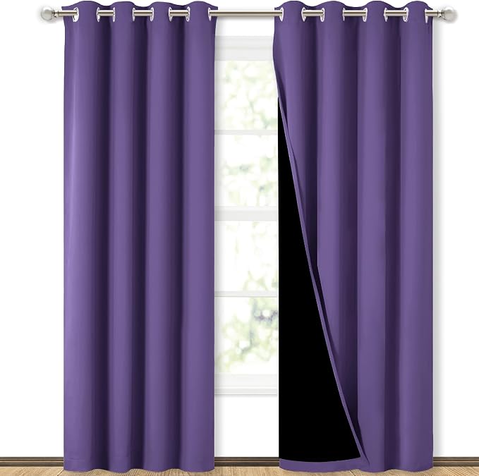 NICETOWN Lilac Purple Full Shade Curtain Panels, Pair of Energy Smart & Noise by NICETOWN