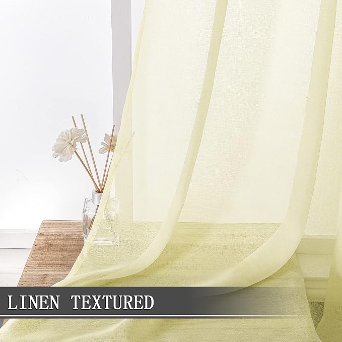 Tollpiz Sheer Curtains Living Room Linen Textured Curtain Sheers Light - Image 2
