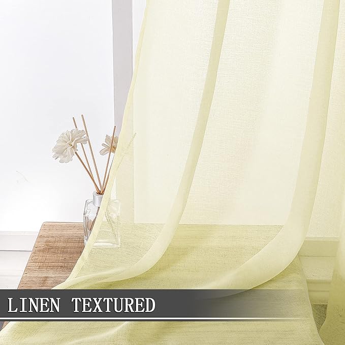 Tollpiz Sheer Tier Curtains Kitchen Linen Textured Half Curtain Sheers Light - Image 2