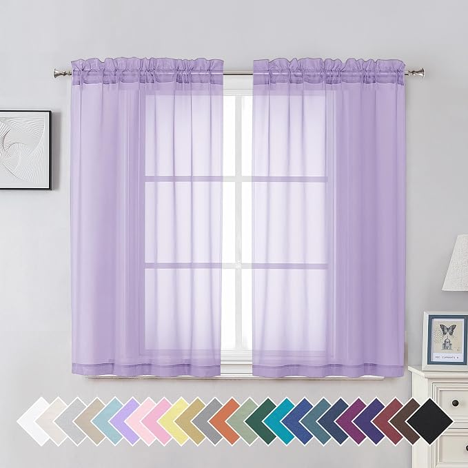 Aiyufeng Light Purple Sheer Curtain Panels Pair Sold 45 Inch Length, Light by Aiyufeng