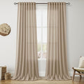 Nanspring Sepia Beige Linen Curtains 96 Inches Long by Nanspring