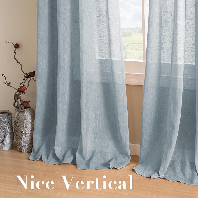 H.VERSAILTEX Natural Linen Semi Sheer Curtains Soft Semi Sheer Curtain Panels - Image 7