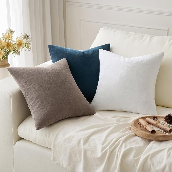 MIULEE Brown Chenille Couch Throw Pillow Covers, 18x18 | Set of 2, Modern - Image 5