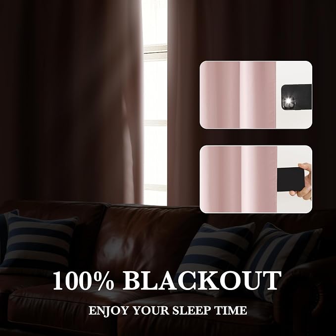 RYB HOME 100% Blackout Bathroom Curtains Over Sink 24 inches Long, Heat & UV - Image 5