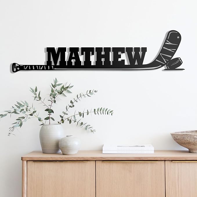 Personalized Ice Hockey Neon Sign - Hockey Sticks Custom Name Sign, LED Lights Signs Neon Signs for Wall Decor, Gift for Players, Fans, Sports Room Decoration