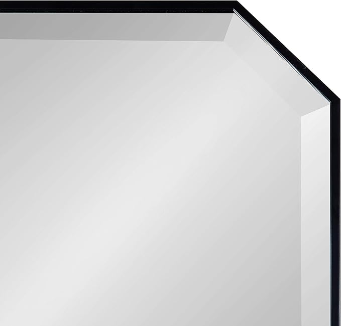 Kate and Laurel Rhodes Modern Full Length Octagon Wall Mirror, 16 x 48, Black, Decorative Glam Geometric Wall Accent