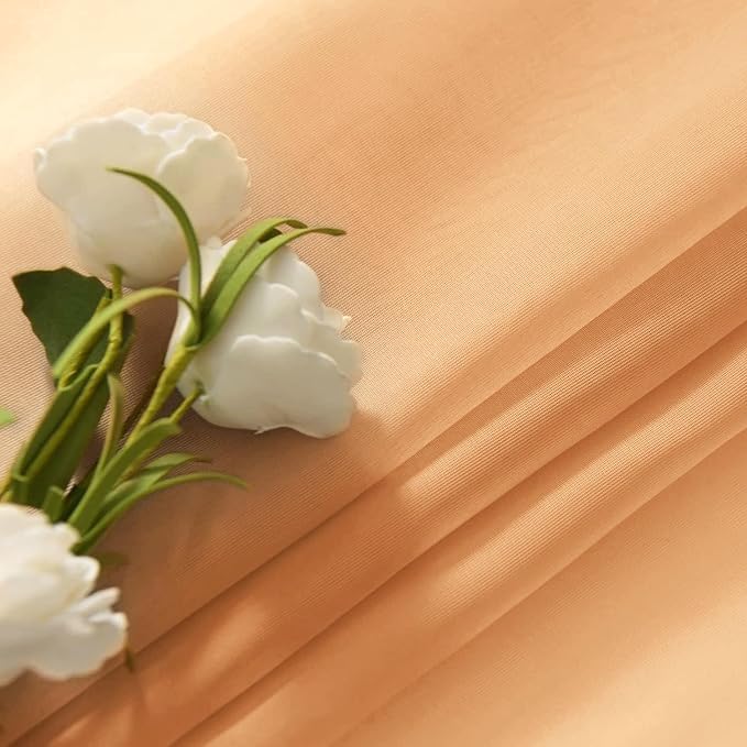 SpaceDresser Beige Sheer Curtains 4 Panels Rod Pocket Semi-Sheer Curtain 84 - Image 6