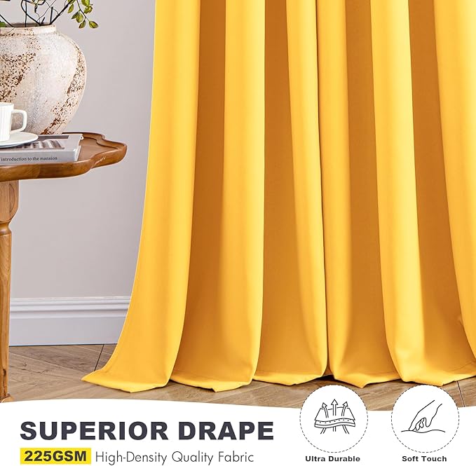 MIULEE Blackout Curtains for Bedroom 2 Panels 40 x 54 Inch Long Yellow | - Image 5