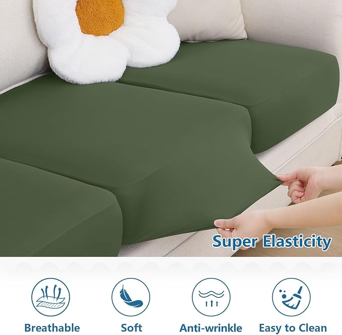 Milk Silk Couch Cushion Covers, Sofa Covers Washable - Image 5
