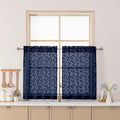 Chyhomenyc Navy Blue Sheer Curtains 30 Inch Length, Light Filtering Leaf Tufted by Chyhomenyc
