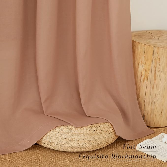 NICETOWN Linen Flax Semi Sheer Curtains 94" Length, Grommet Window Treatments - Image 2