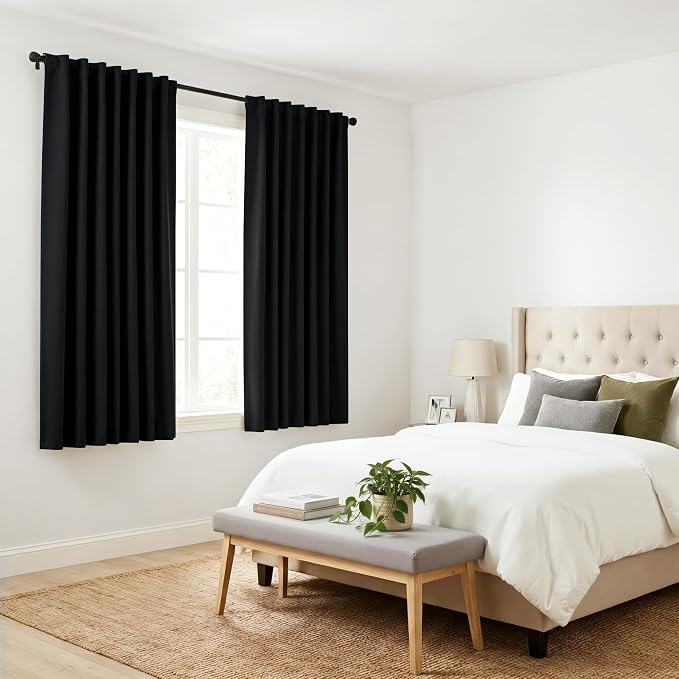 PONY DANCE Black Curtains for Windows, Bathroom Curtains Small Window Drapery - Image 8