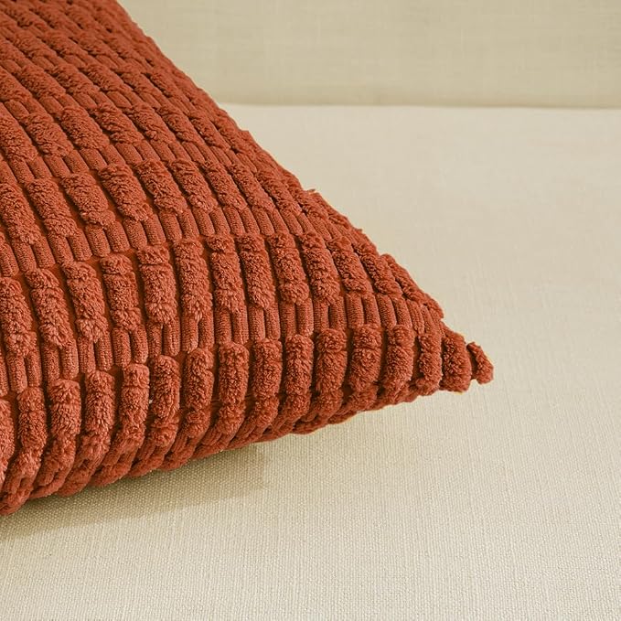Fancy Homi 4 Packs Boho Burnt Orange Fall Decorative Throw Pillow Covers 18x18 - Image 4