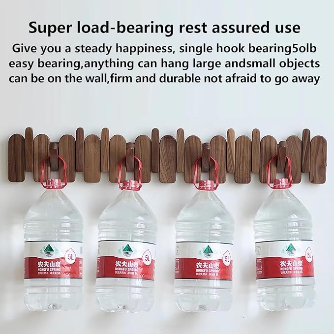 Wall Mounted Piano Key Hanger | Flip Style Hook | Entrance Wall Art Hook, Made of Oak Wood (3 Times Painted, 4 Times Polished) (Arc Beech, 4Hooks)