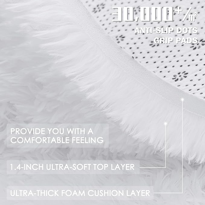 OLANLY 5x5 Area Rugs for Living Room Bedroom, Machine Washable Soft Fluffy - Image 6