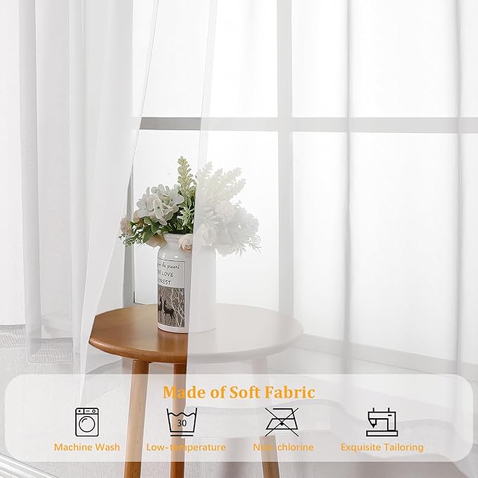 Gwine White Sheer Curtains 108 Inches Long - Image 7