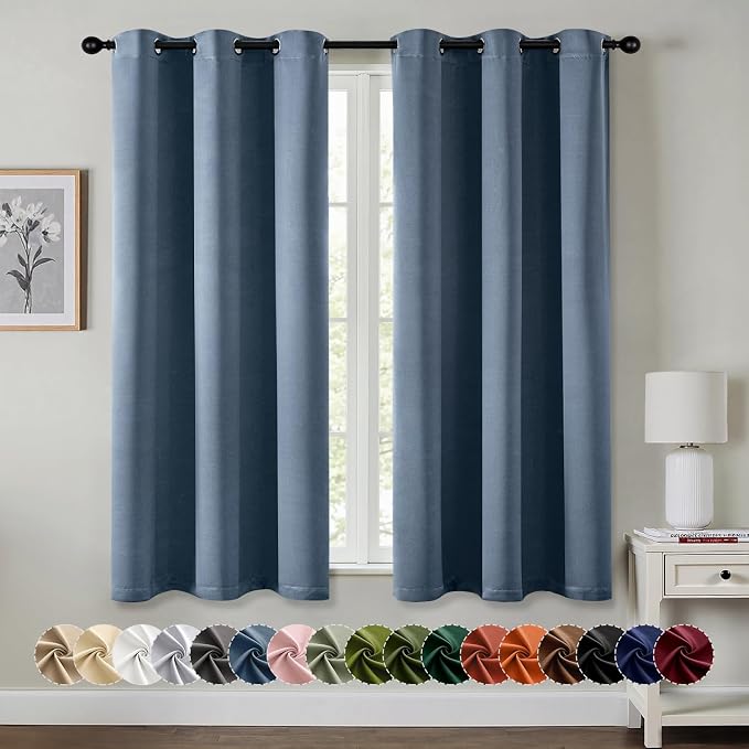 MIULEE Blackout Curtains for Bedroom 2 Panels 40 x 54 Inch Long Stone Blue | by MIULEE