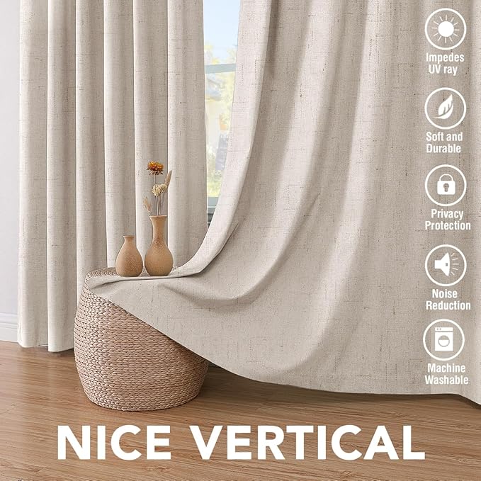H.VERSAILTEX Blackout Linen Curtains, 100% Blackout Drapes Textured Blackout - Image 7