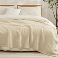 EMME Cotton Blanket King Size for Bed Soft Muslin Blankets 108"x90" Beige by EMME