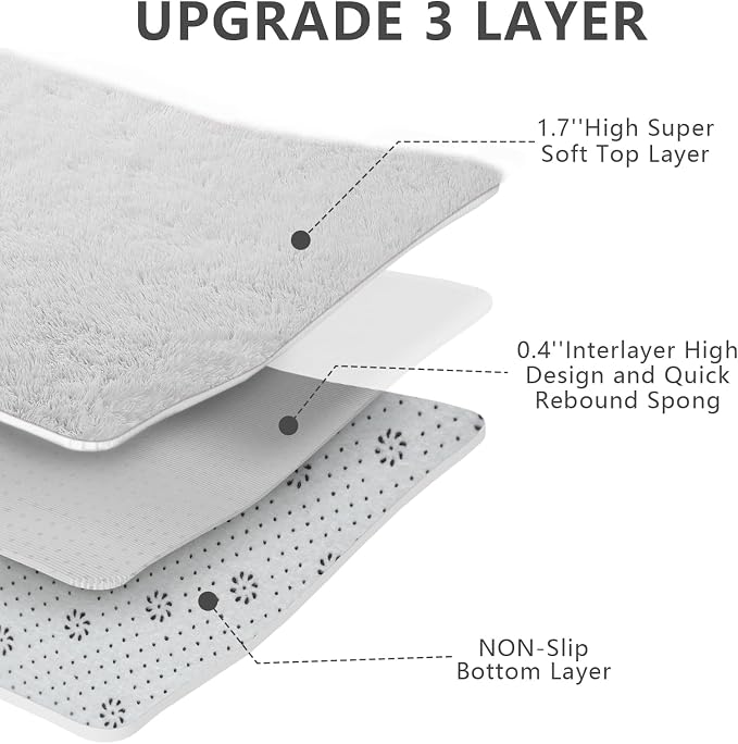 Shag Area Rugs for Bedroom Living Room, 5X8 Ultra Soft White Fluffy Area Rugs - Image 6
