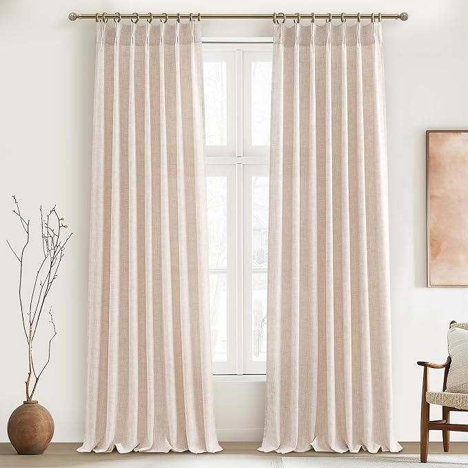 Pinch Pleat Linen Sheer Curtains 90 Inches Long by PleatedDrapes