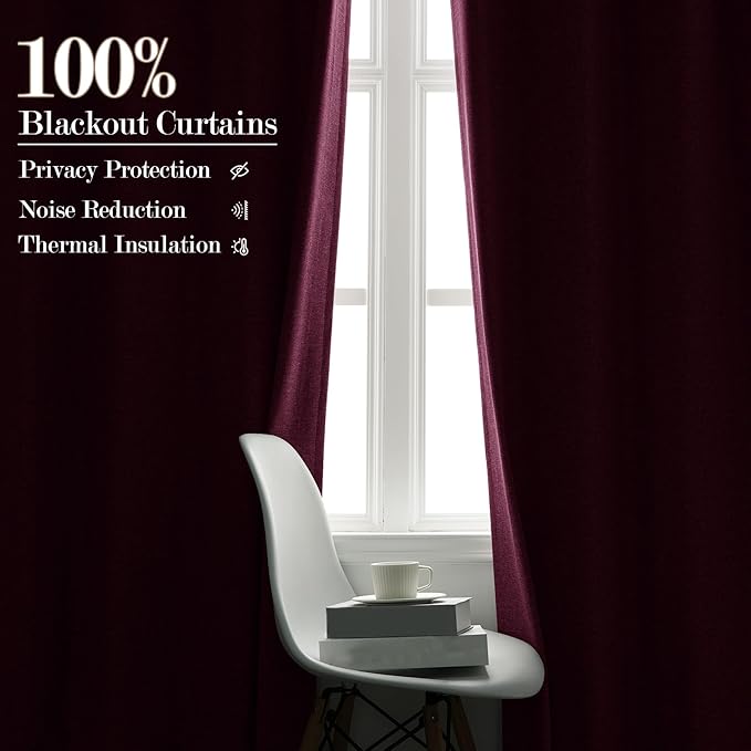 100% Blackout Linen Textured Drapes for Bedroom Pinch Pleated Curtains for Track System Portable Drapery for Sliding Glass Door/Storage/Space Room Divider, 70" Wx102 L, 1 PC, Lilac