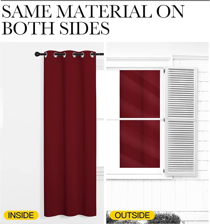 NICETOWN Burgundy Red Blackout Curtains 78 inches Length - Image 5