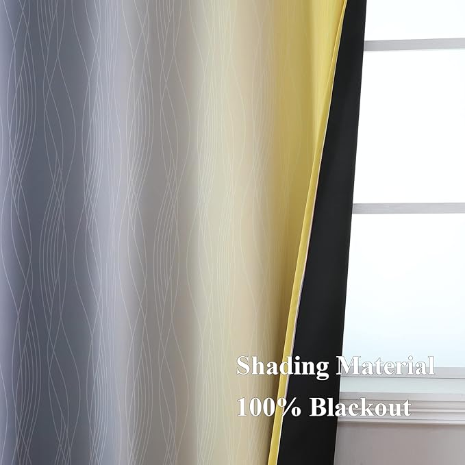 Estelar Textiler Yellow and Grey Blackout Curtains 54 Inch Length, Light - Image 5