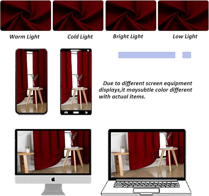 Simplebrand Ava Red Short 36 Inches Blackout Curtain 2 Panels Set, Half Window - Image 9