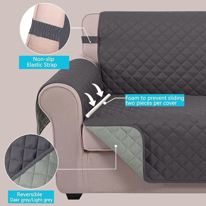 U-NICE HOME Loveseat Sofa Cover Reversible Couch Cover - Image 3