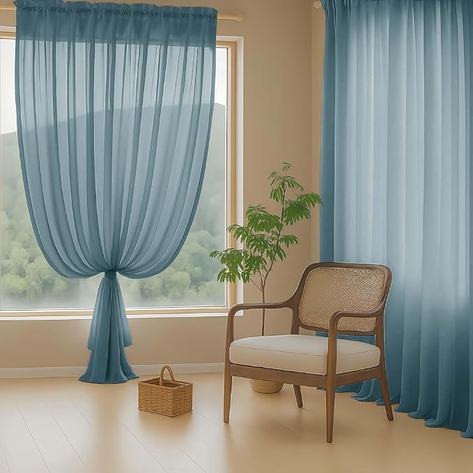 Sheer Curtains for Window 96 Inches Long 2 Panels, Soft Airy Light Filtering - Image 8