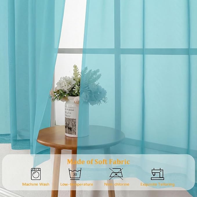 Gwine Short Kitchen Sheer Curtains 24 Inch Length - Image 7