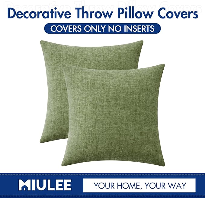 MIULEE Pack of 2 Couch Throw Pillow Covers 16x16 Inch Soft Sage Green Spring - Image 6