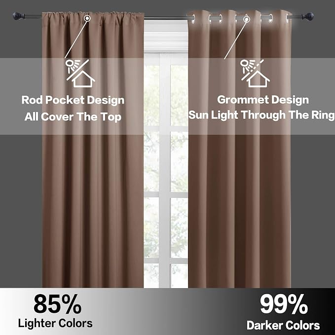 RYB HOME Blackout Cafe Curtains 30 inch Length, Short Light UV Heat Blocking - Image 5