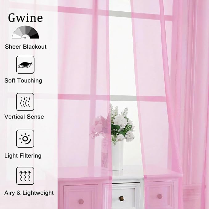 Gwine Sheer Curtains for Bedroom 54 inches Long - Image 4