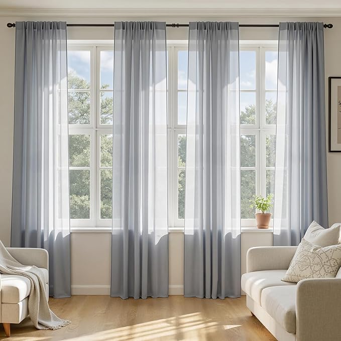 MIULEE Dark Grey Sheer Curtains 84 Inches Long 4 Panels 54 x 84 Inches | Light by MIULEE