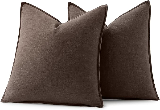 MIULEE Decorative Linen Pillow Covers 18x18 Inch Reddish Brown | Boho - Image 6