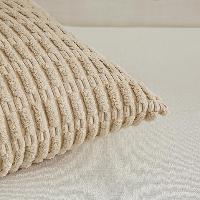 Fancy Homi 4 Packs Tan Decorative Throw Pillow Covers 16x24 Inch - Image 4