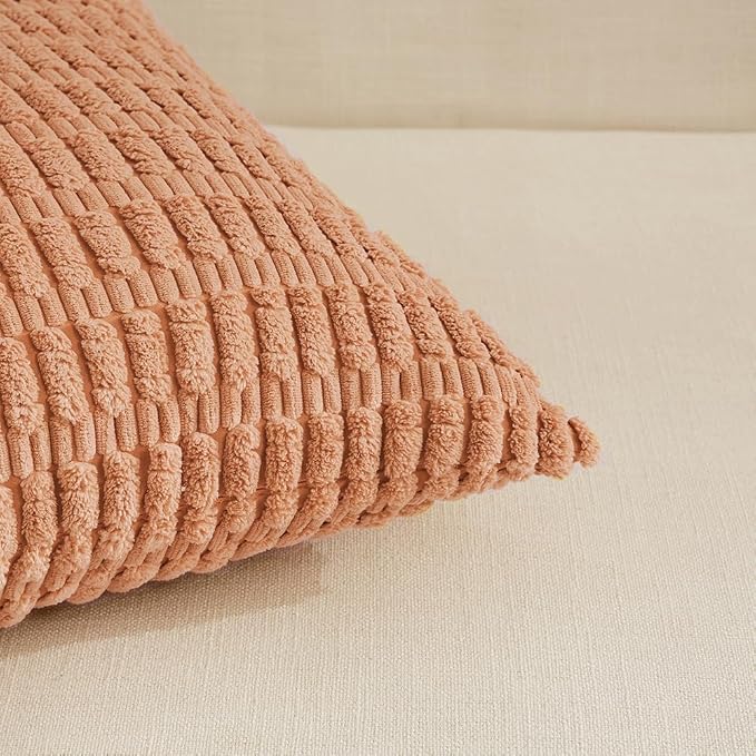 Fancy Homi 4 Packs Peach Decorative Throw Pillow Covers 22x22 Inch - Image 4