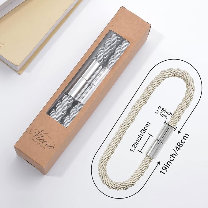NICEEC 2 Pack Strong Magnetic Curtain Tiebacks Modern Simple Style Drape Tie - Image 5