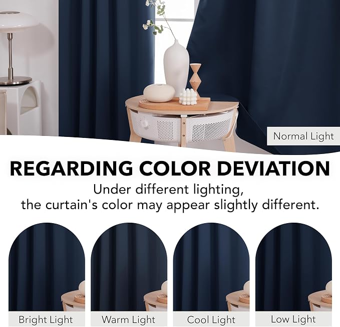 Deconovo Blackout Curtains, Thermal Insulated, W42 x L84 2 Panels, Back Tab - Image 6