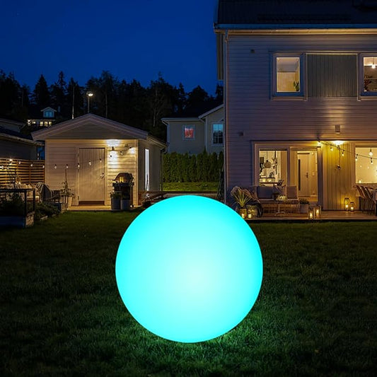 infray 12-Inch LED Ball Light, Solar Rechargeable Globe Light Color Changing Solar Globe Lamp IP67 Waterproof Outdoor Garden RGB Orb Light for Patio Pool Yard Bar Party Decorative Lighting