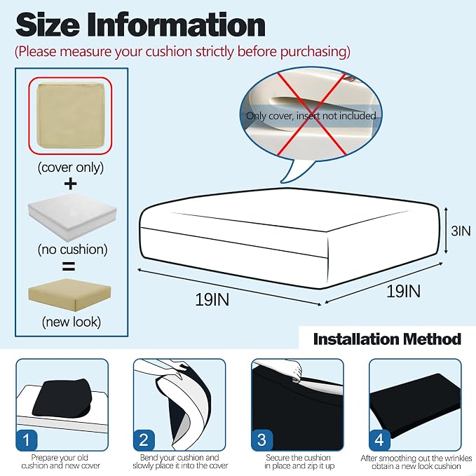 Sqodok Outdoor Cushion Covers 19x19 inch, Wicker Chair - Image 2