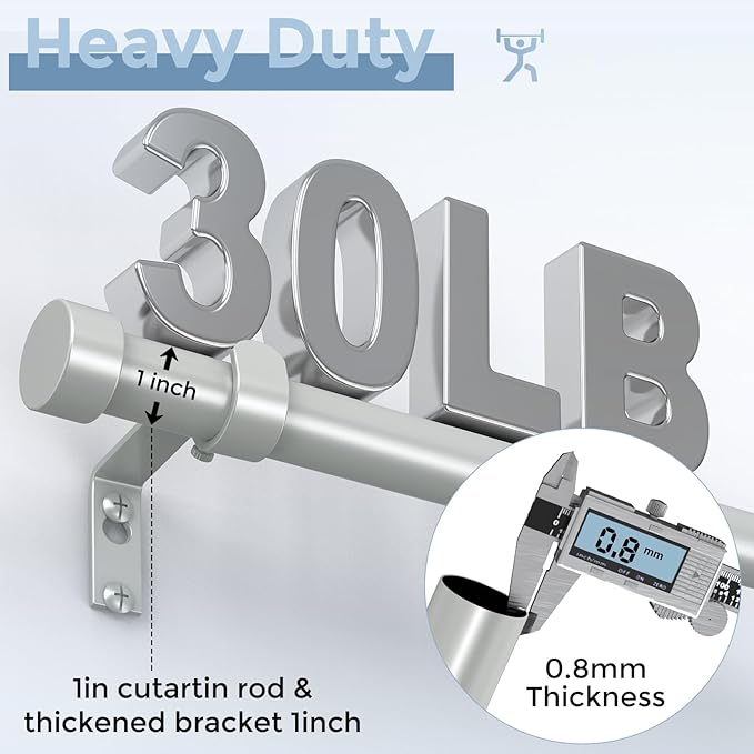 Silver Curtain Rods for Windows 36 to 176 Inch, Size:36-176 Inch - Image 3