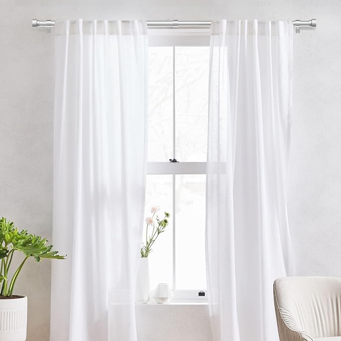 IFELS Heavy Duty Curtain Rods for Windows 72 to 144 Inch, 1 Inch Silver Window - Image 2