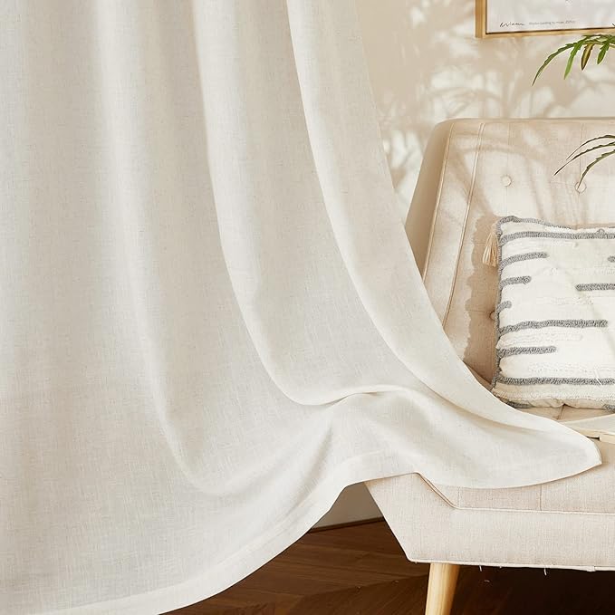 NICETOWN 102 inch Curtains Natural Linen Burlap - Image 8