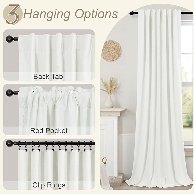 120 Inches Extra Long Curtains for Living Room 2 Panels Faux Linen Darkening - Image 5