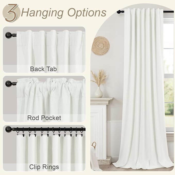 Pitalk Bedroom Blackout Curtains 63 Inches Long 2 Panel Thermal Curtain - Image 6